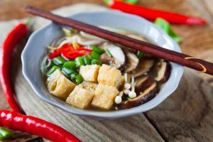 Vegan Tofu soup in Vietnam