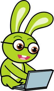 Vincent rabbit on the computer